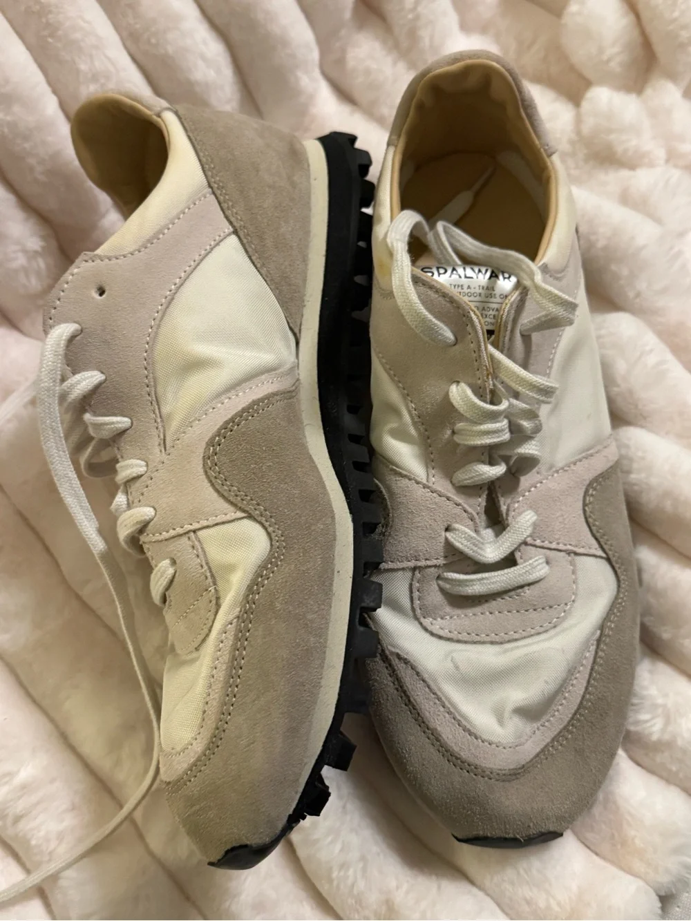 Stalwart Beige & Cream Retro Runner Sneakers